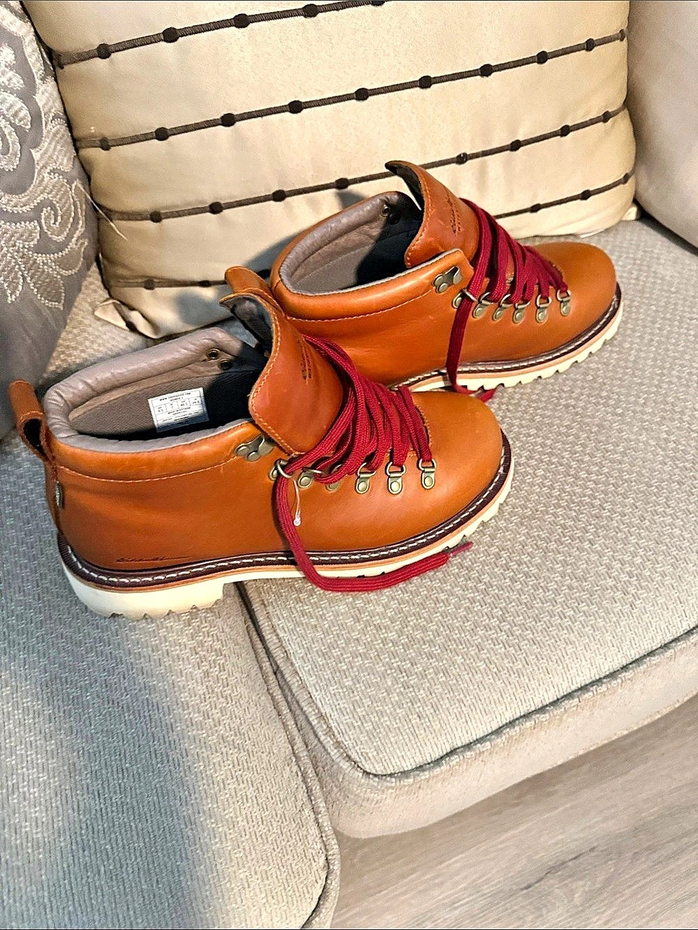 Eddie Bauer Graham Waterproof Hiking Boots Brown & Red US 9.5